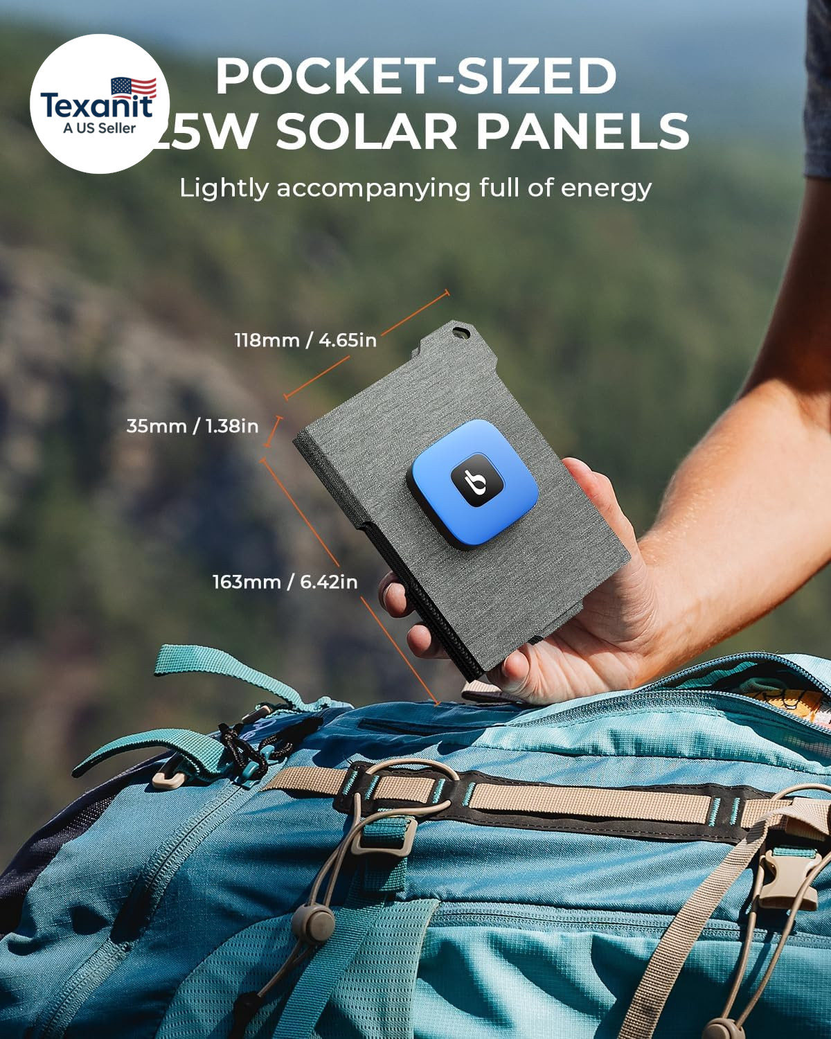 [Upgraded] Ultra-Light Portable 25W Solar Panel Charger with USB-A and USB-C Po