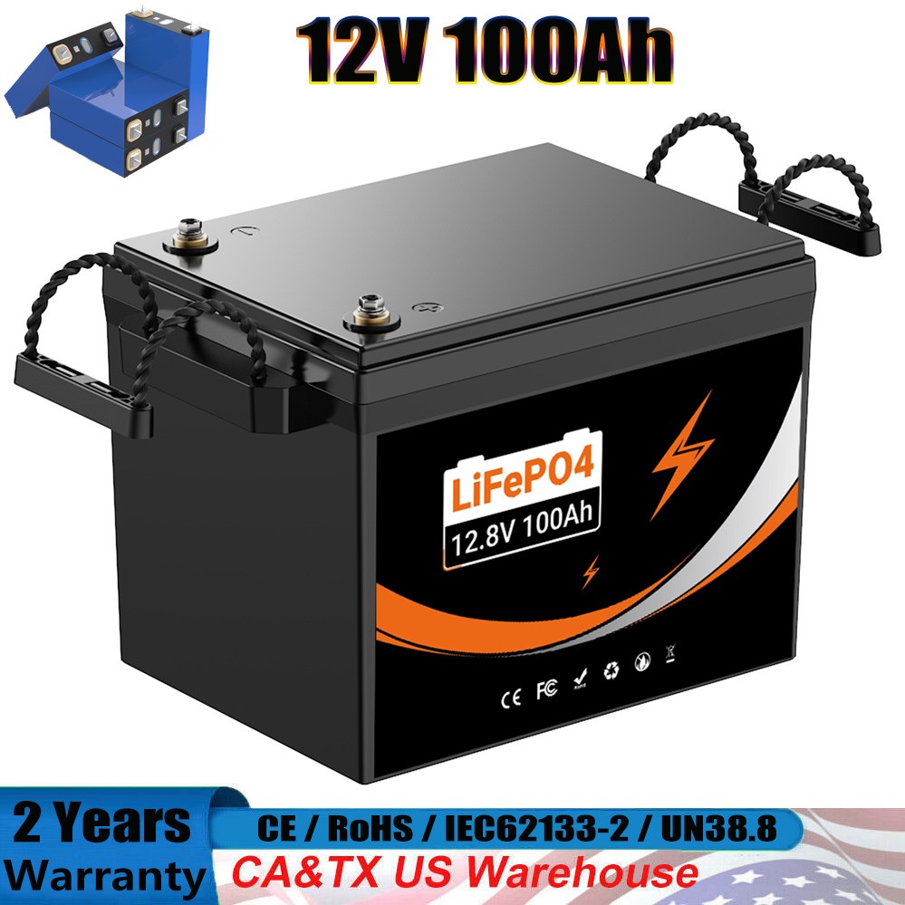 12V 100AH LiFePO4 Lithium Battery Deep Cycles For RV Camping Marine Solar Garden