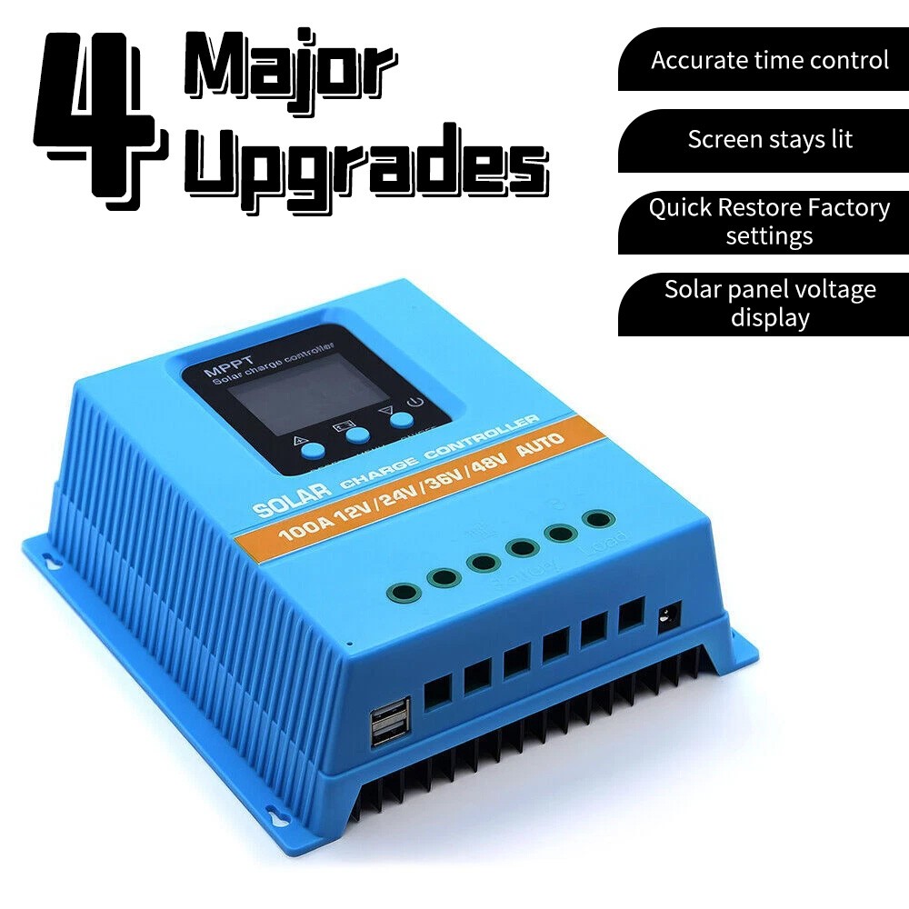 60A/100A 12V/24V/36V/48V MPPT Solar Panel PV Regulator Charge Controller LCD USB