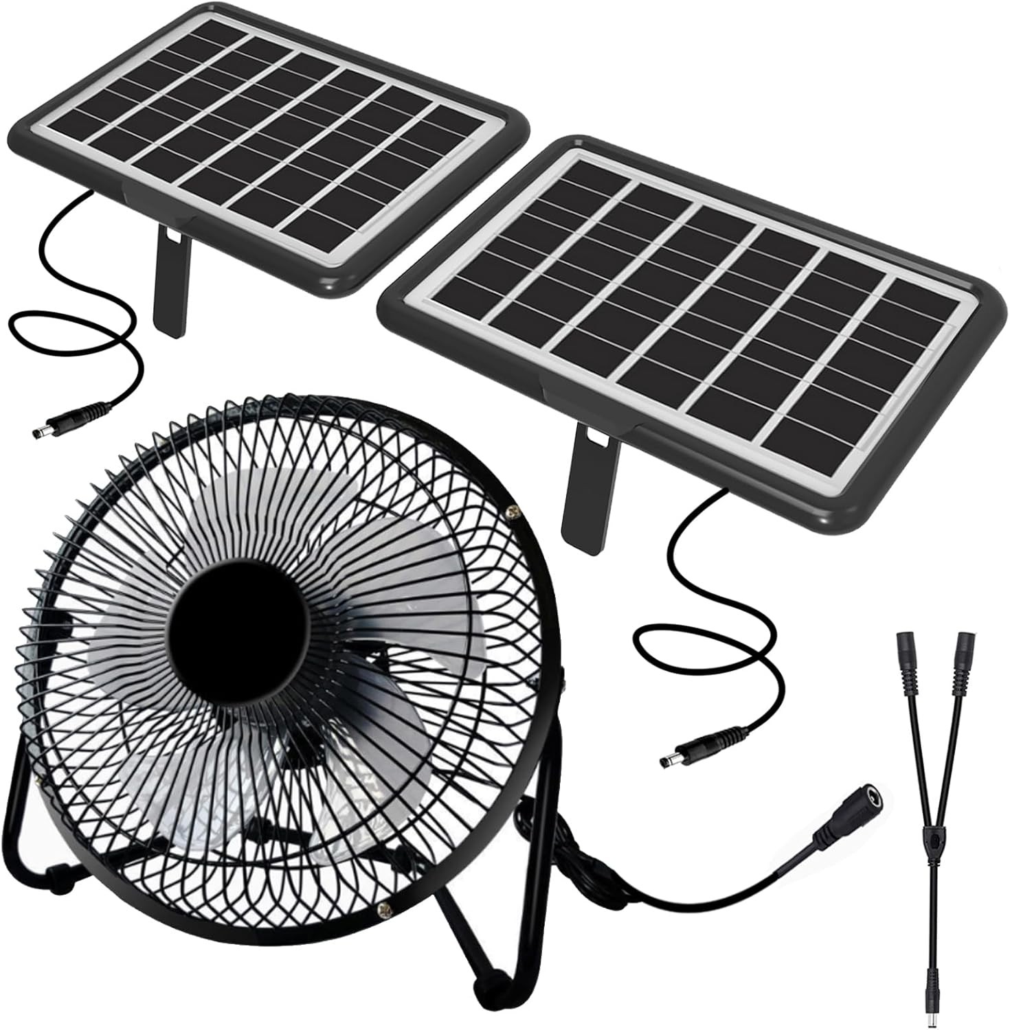 Solar Powered Fan 8 Inch Install-Free W/ 25W Dual Solar Panels Cloudy Days