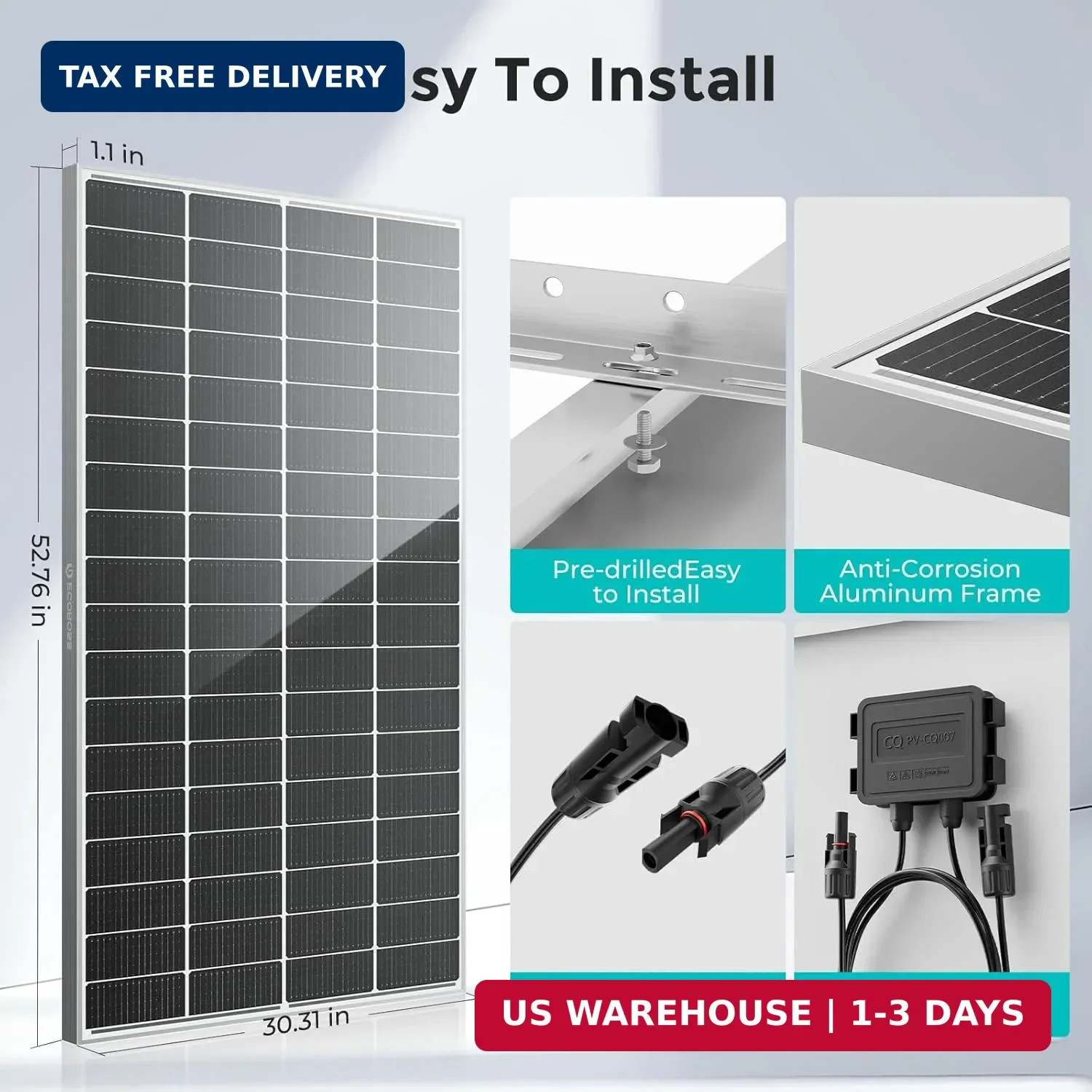 200 Watt Solar Panels, 12V 16BB N-Type Monocrystalline 200W Solar Panel, 25.6% H
