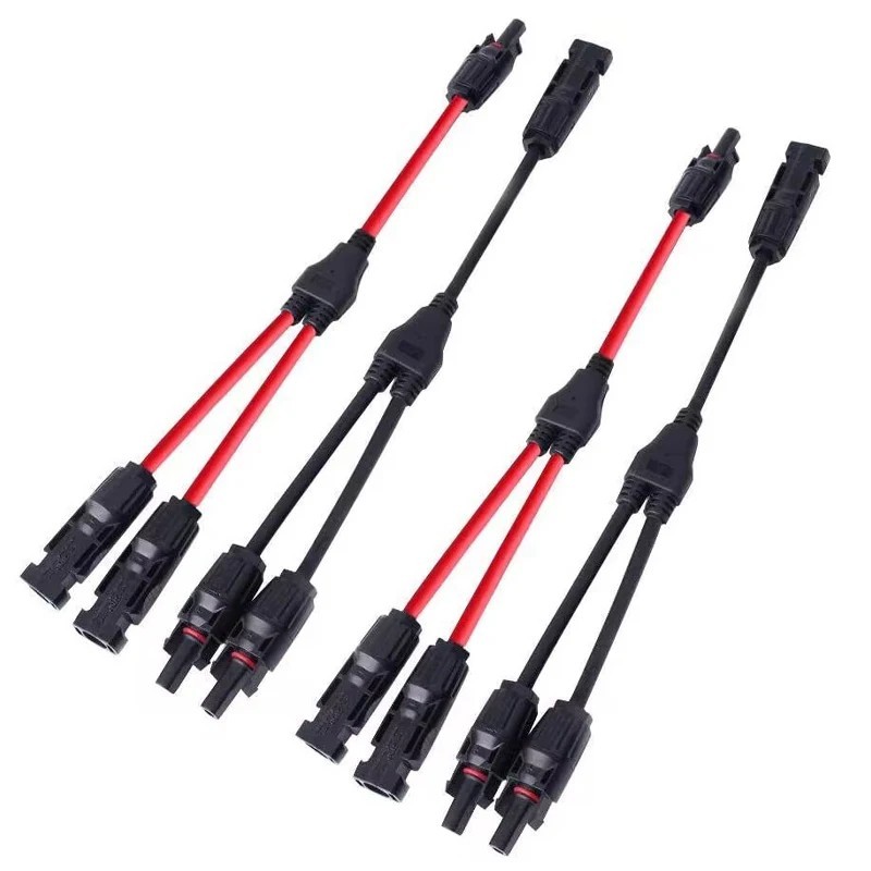 Solar Y Branch Connector Cable Pair Parallel Adapter M/F MC4 Red Black