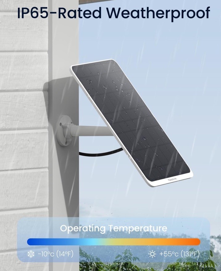 Reolink 12W Solar Panel White, Non Stop Solar Power Supply