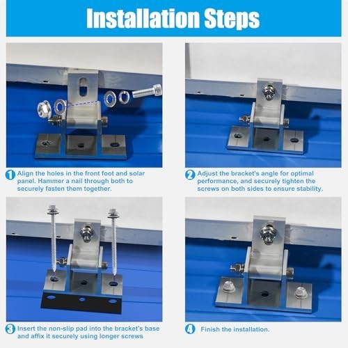 Adjustable Solar Panel Mounting Brackets Kit – 8PCS, 10-60° Tilt for RV Roof 400