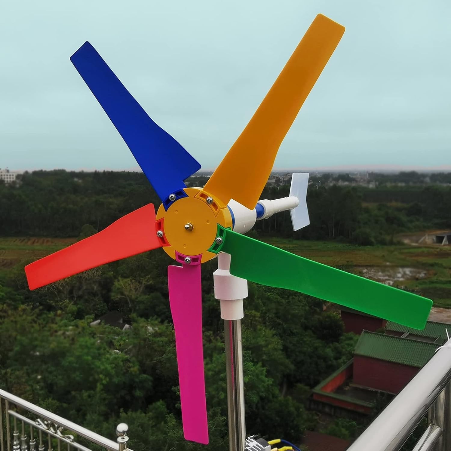 DIY Small Wind Turbine Generator Kit and Light Strip for Backyard Decoration