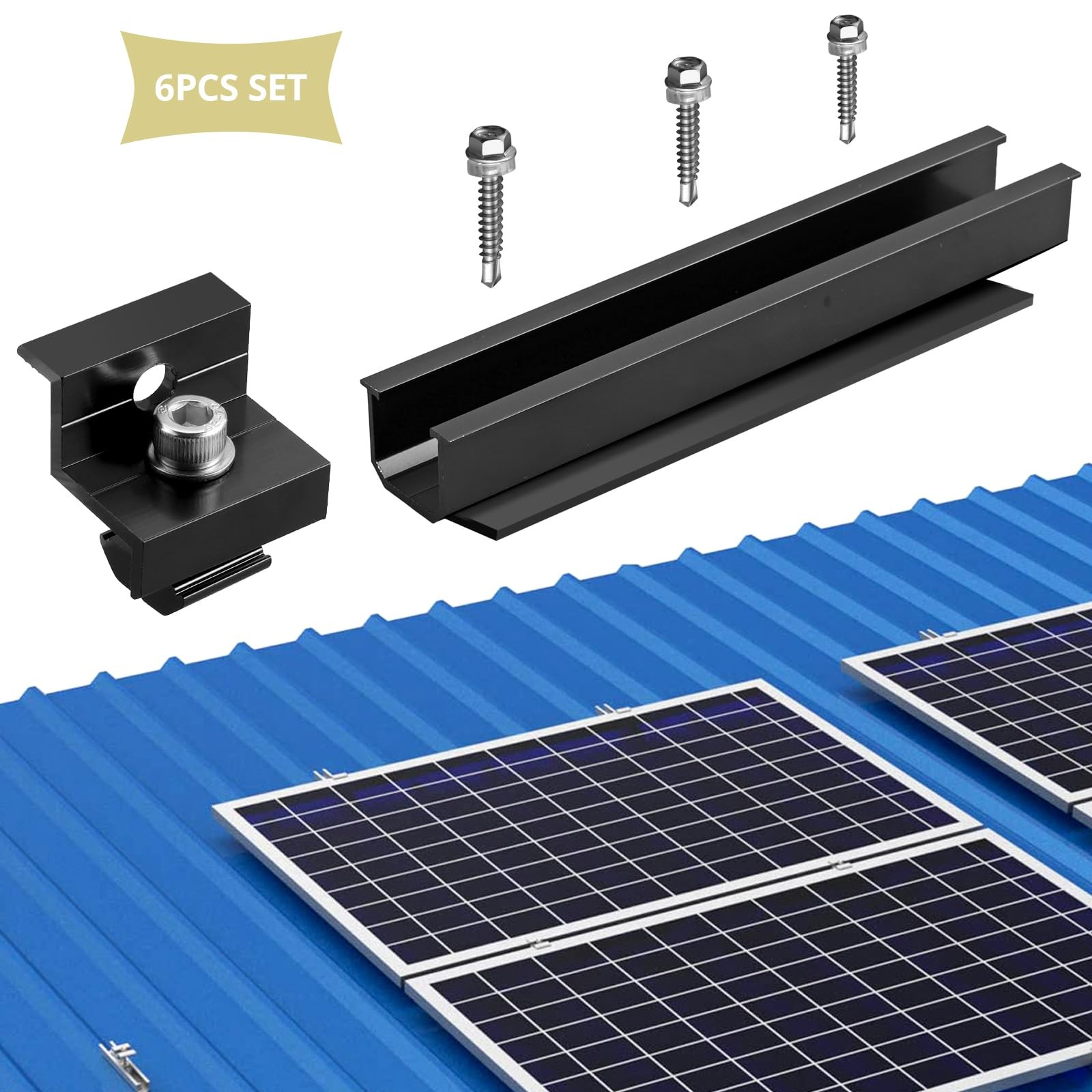 Solar Panel Bracket Kit, 6 Pcs 7.87 in Aluminium Solar Panel Mounting Rail 30…