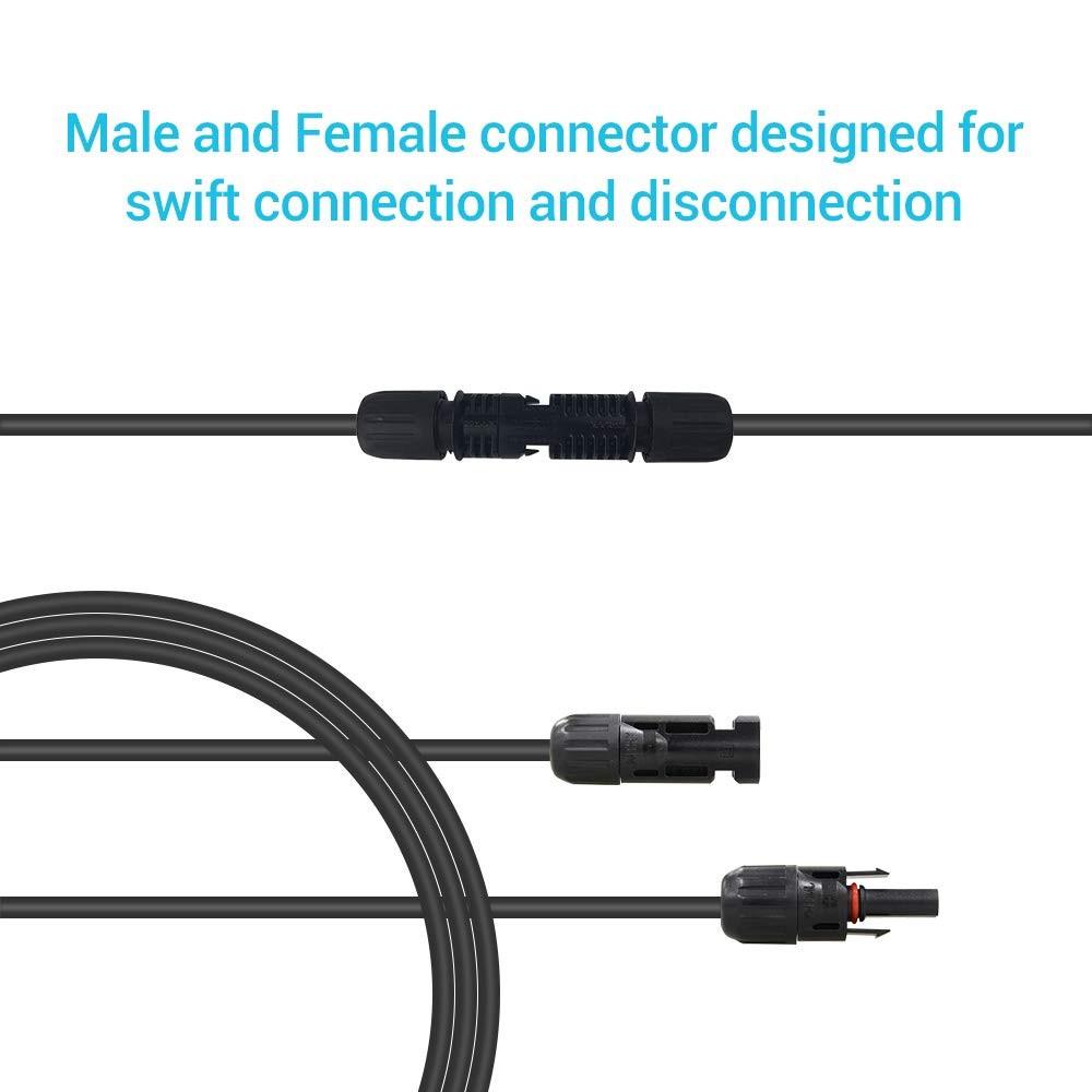 Renogy 15Ft 10AWG Solar Extension Cable with Female and Male Connectors, 1 Piece
