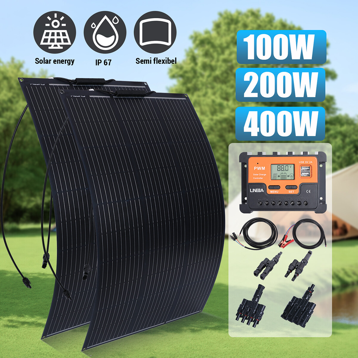500W Watts Solar Panel Kit 100A 12V Battery Charger with Controller Caravan Boat