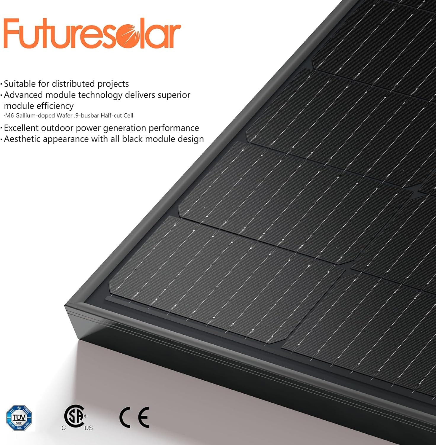 2PCS Solar Panels 360 355 Watt 24 Volt, Total 720W High-Efficiency Half Cell Mon