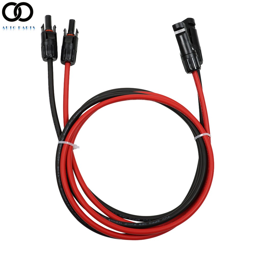 1 Pair 12/10 AWG Black + Red Solar Panel Extension Cable Wire Connector