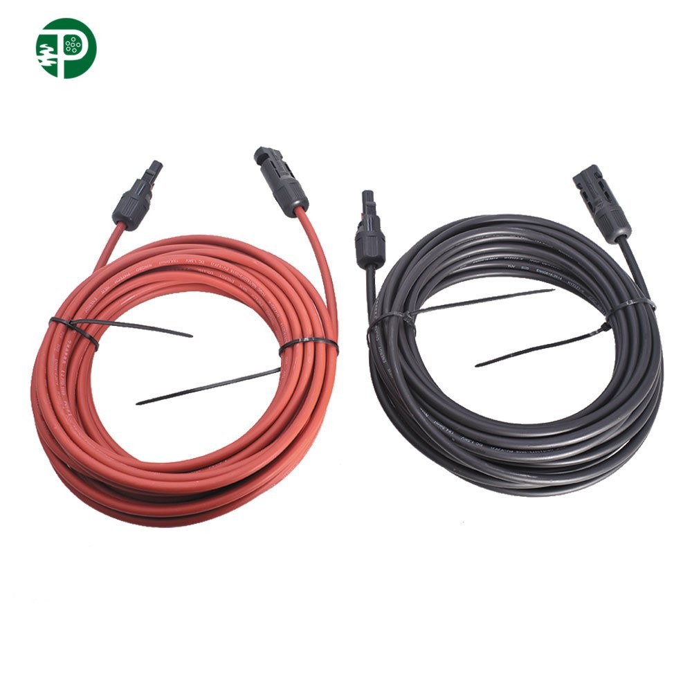 Black and Red Solar Panel Extension Cable Wire Connector 12/10 AWG 1 pair