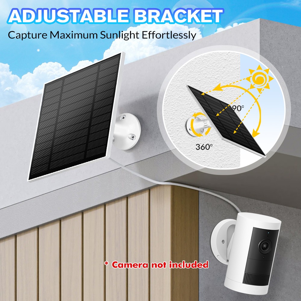 2 x Solar Panel Power USB C Battery Charger For CCTV Camera Security Cam Outdoor
