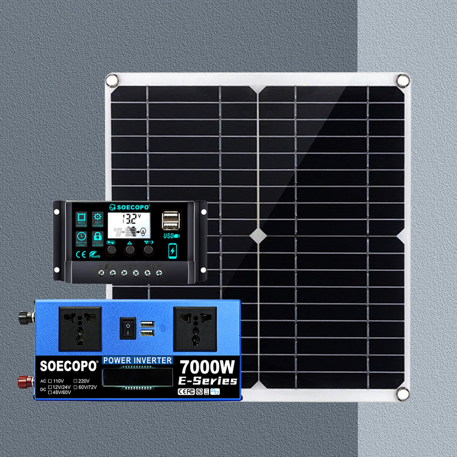 7000W Complete Solar Panel Kits Solar Power Generator 100A Home 110V/220V SystXr