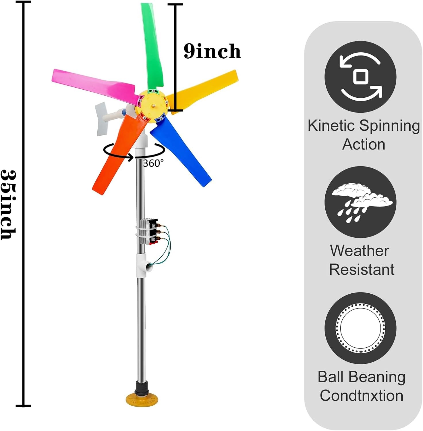 DIY Small Wind Turbine Generator Kit and Light Strip for Backyard Decoration