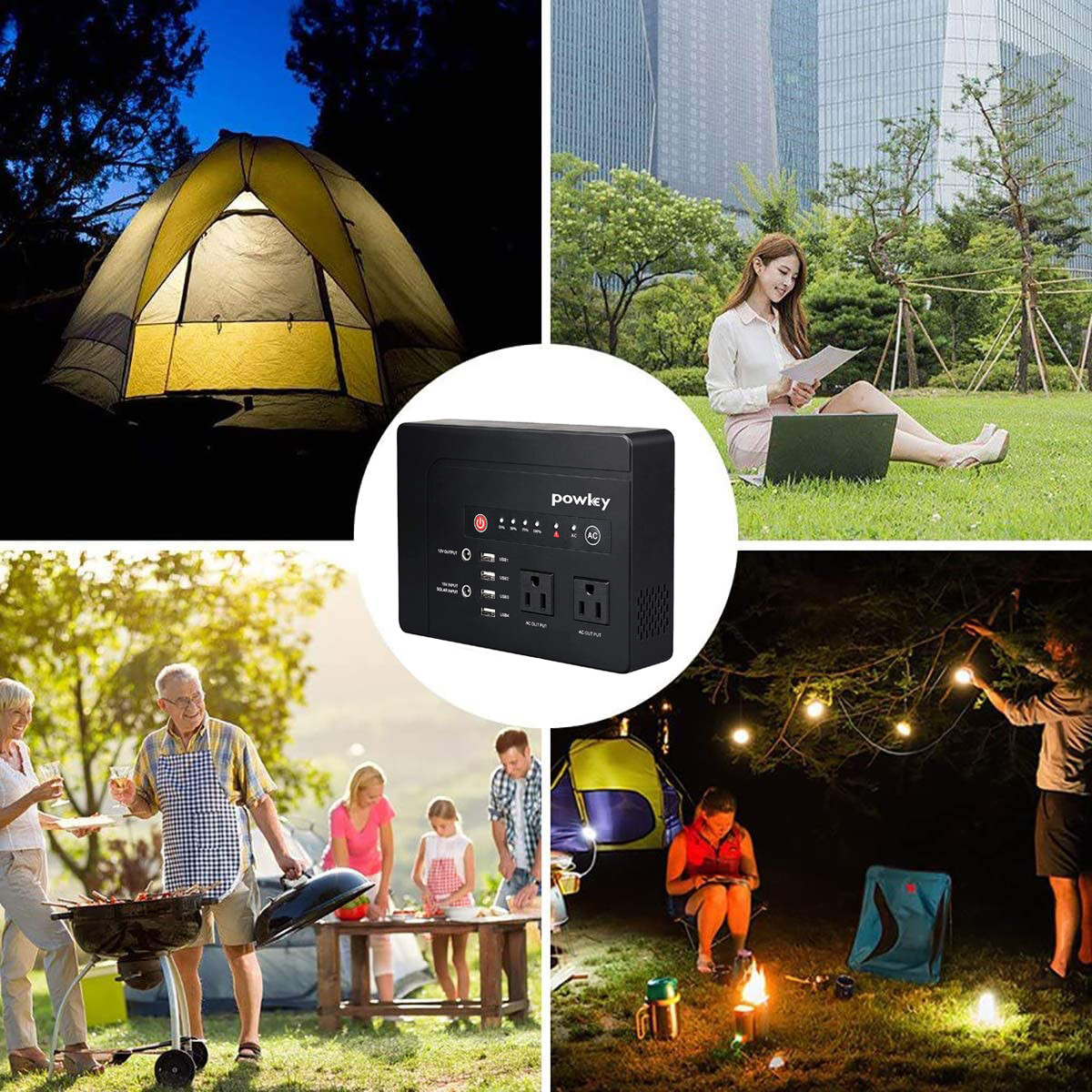 Powkey Portable Power Station 200W AC DC 146Wh Lithium Battery Solar Generator