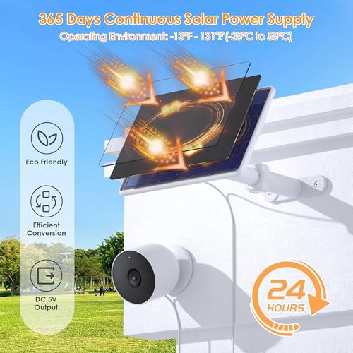 Solar Panel for Google Nest Camera,6W Solar Power Charger for Google 6W 1Pack