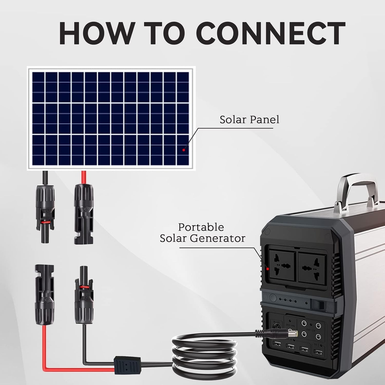 Durable 6.23ft DC 8mm to 5.5mm Solar Adapter Cable for Portable Power Stations