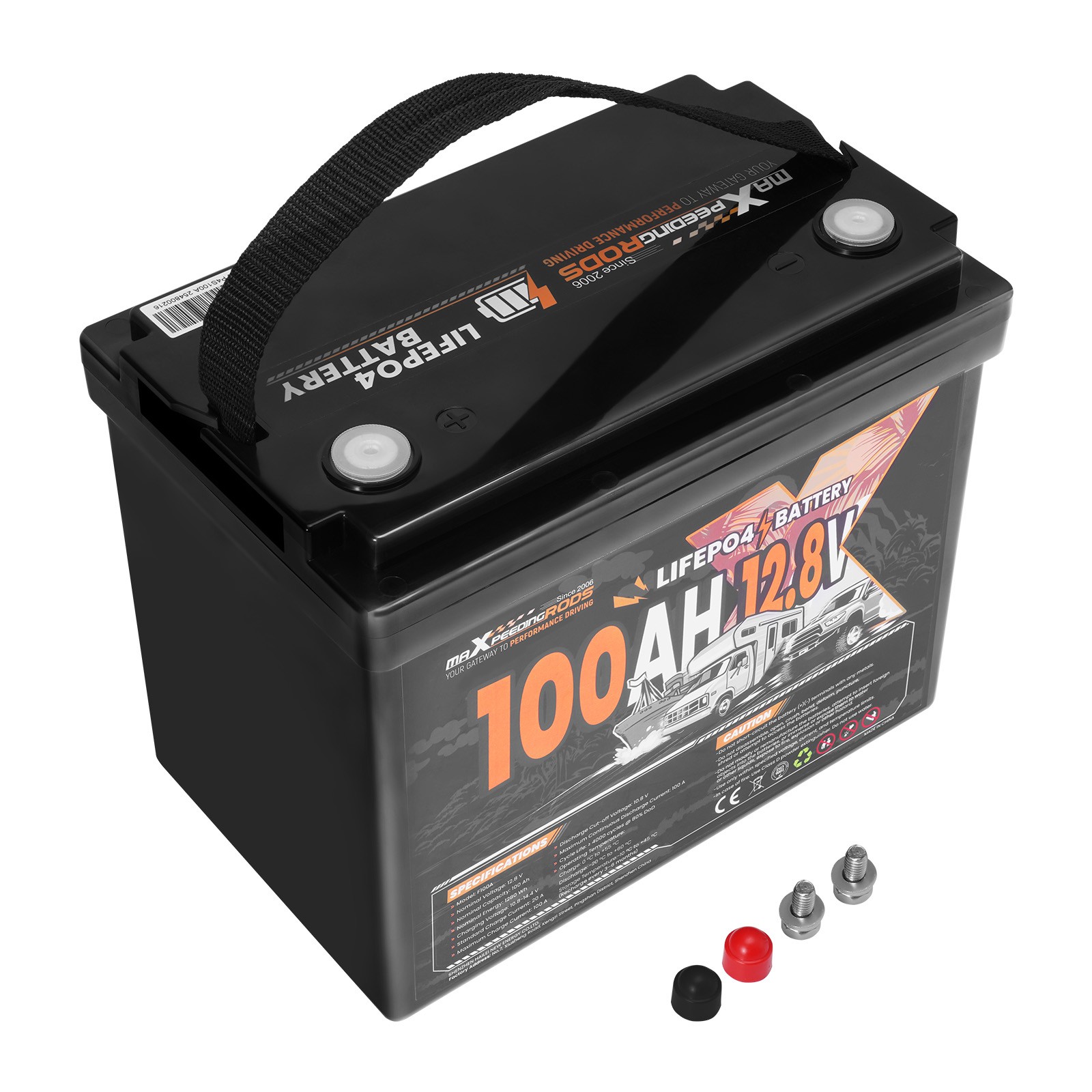 RV Solar 12V 100Ah LiFePO4 Battery, Low Temp Charging Cutoff BMS, 23lbs