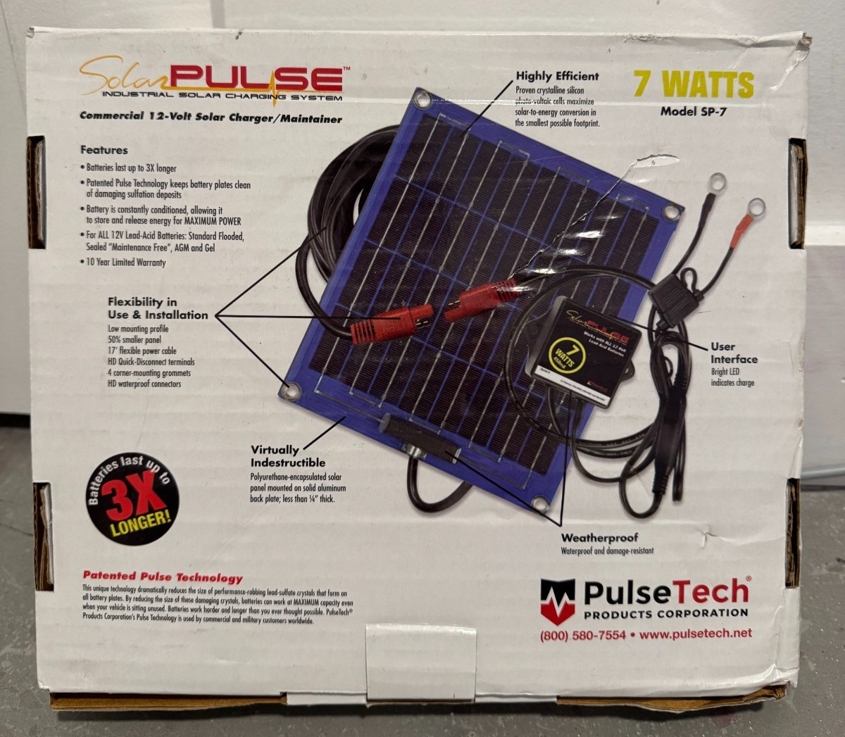 Solar Charger & Maintainer – SolarPulse – 7 Watt Model SP-7