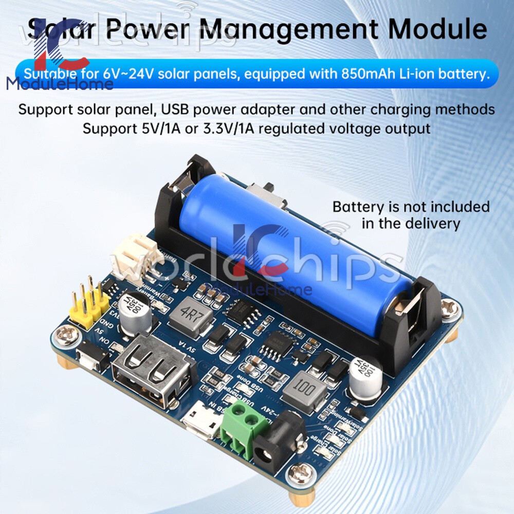 Power Manager Module for 6V~24V Solar Panel Support MPPT USB Battery Charging