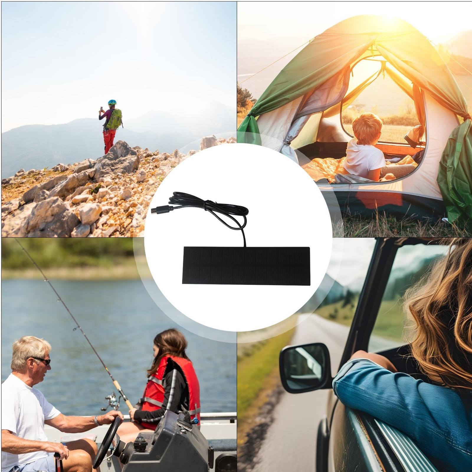 Small Solar Panel 5W 5V Foldable Portable Type-C Charger for Camping