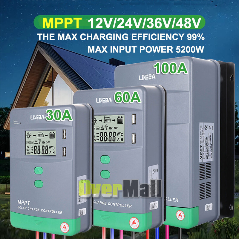 Solar Panel Regulator MPPT Charge Controller Auto Focus Tracking 30-100A 12V/24V