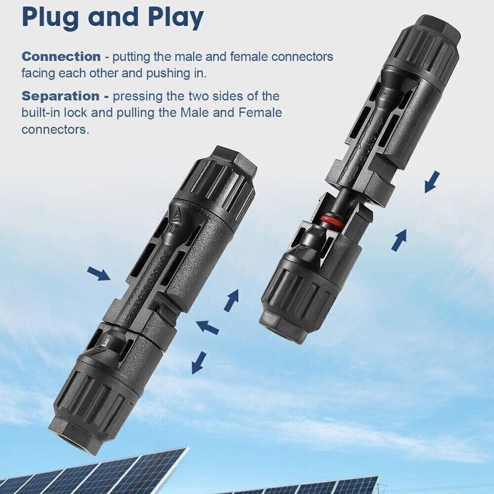 10/20/50/100/200 Pairs Solar Cable Connectors Male & Female DIY For Solar Panel