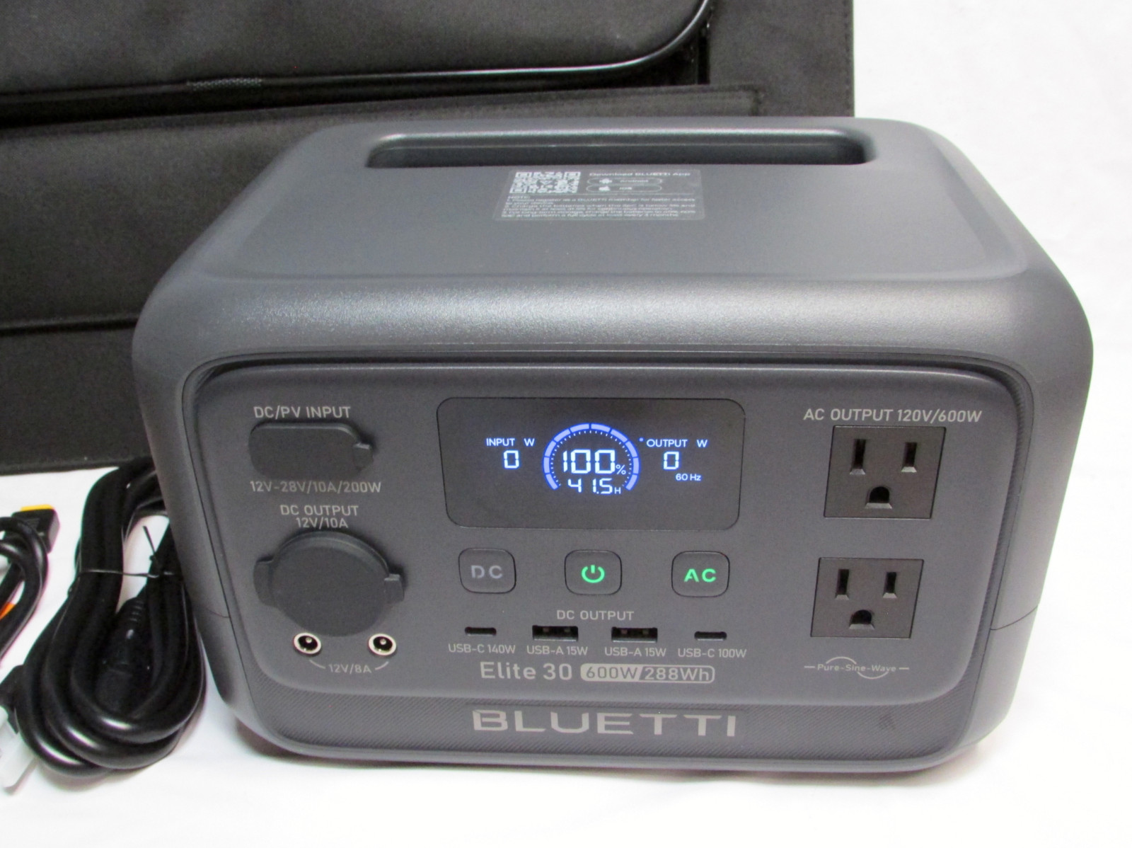 Bluetti Elite 30 V2 600W 60w Solar Panel CPAP UPS Power Station Generator 288Wh