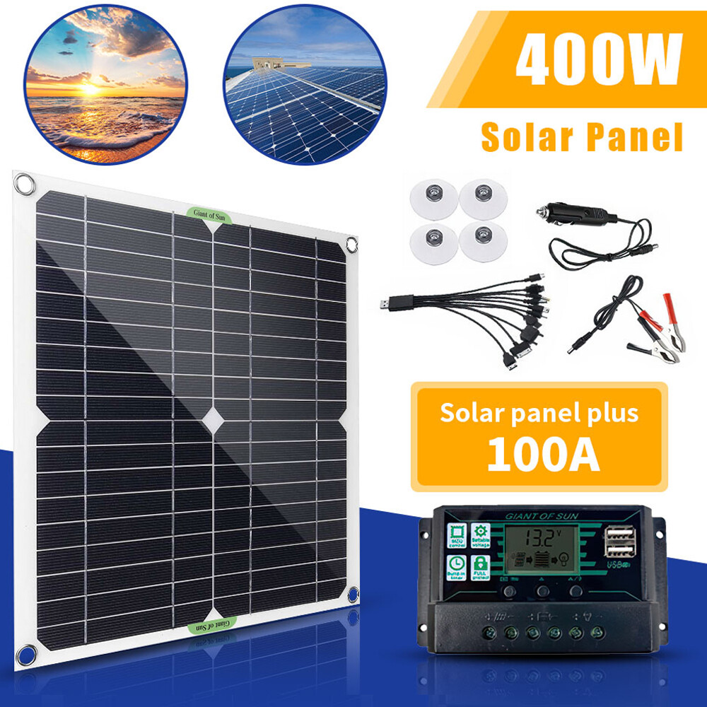 400W Controller Solar Panel Kit 100A 5V Portable Outdoor Home Battery Charger