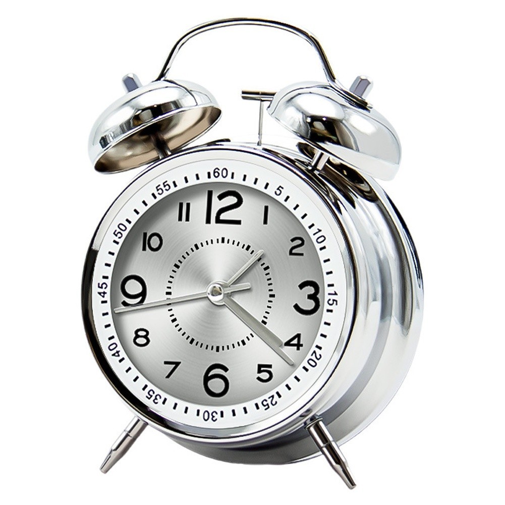 Modern Alarm Clock for Children Students 4 Inch Metal Body Night Light Function