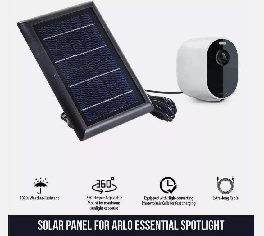 Wasserstein Solar Panel with 13.1ft/4m Cable Compatible with Arlo Essential