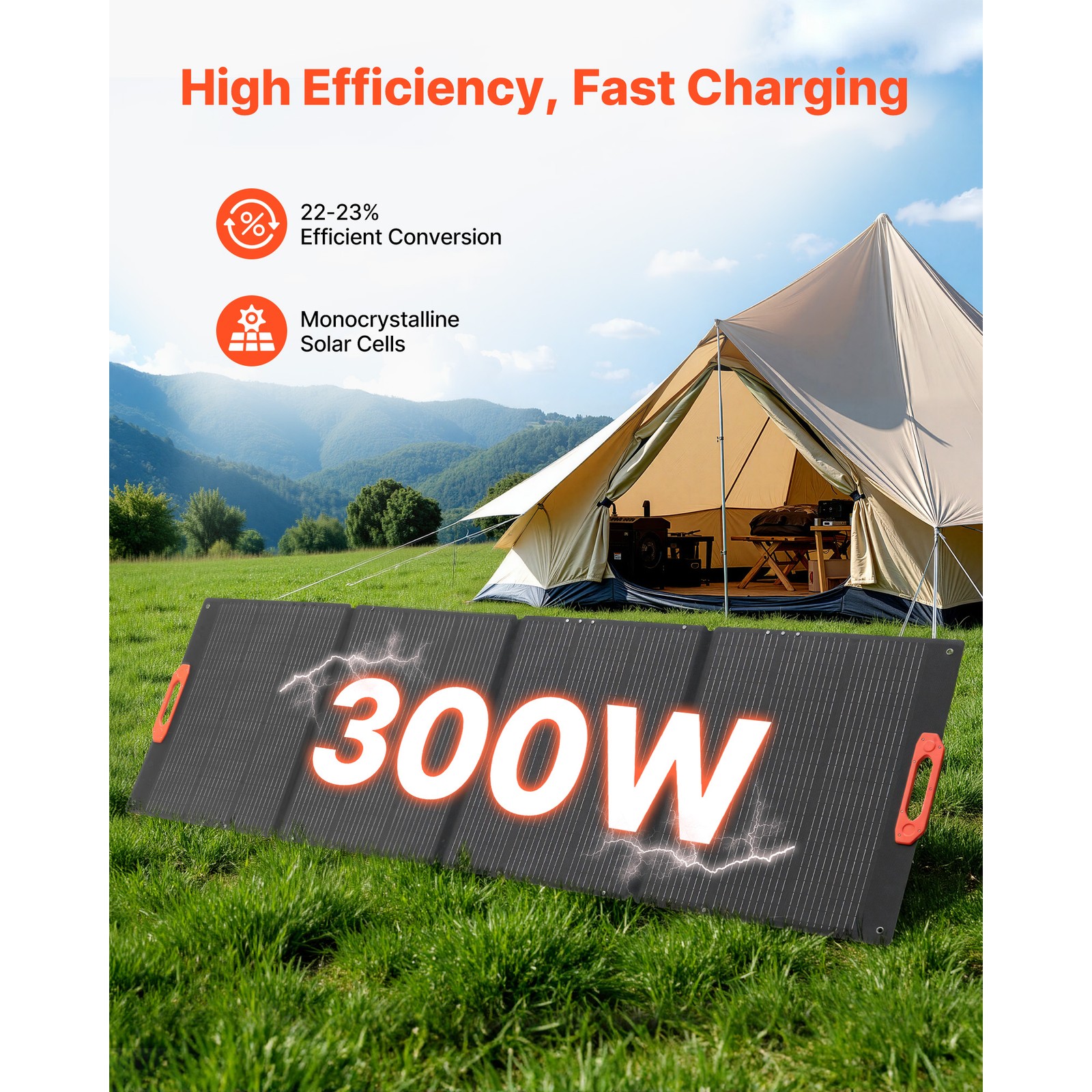 Uimoso 300W Foldable Monocrystalline Solar Panel with Portable ETFE Design