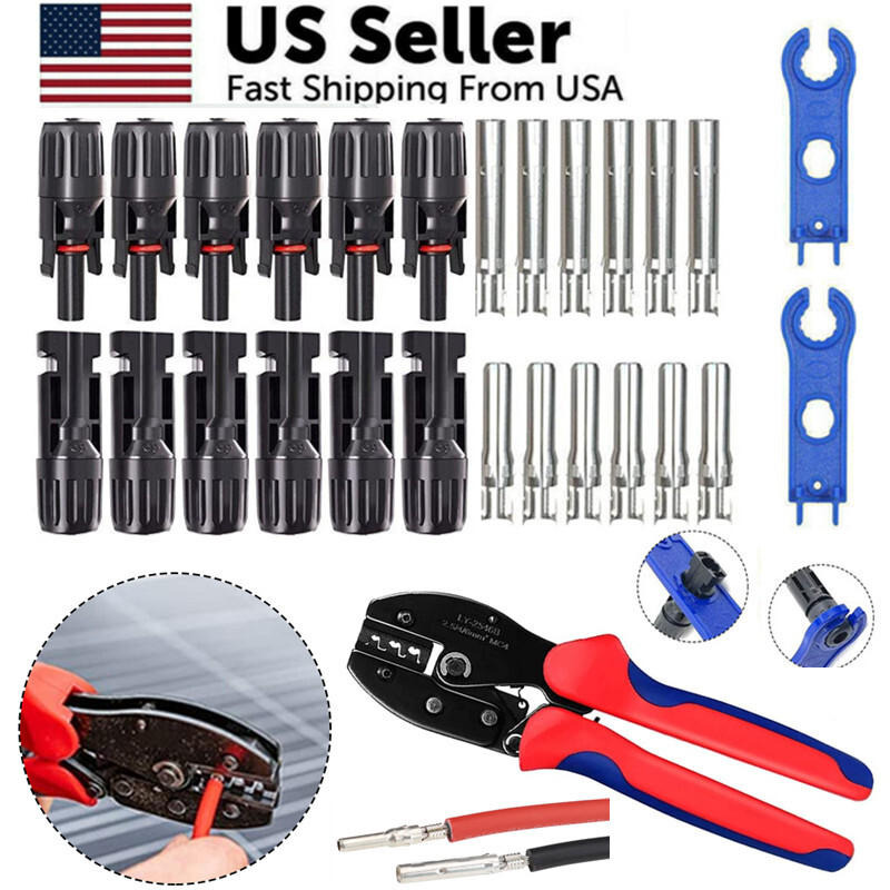 12/6Pairs Solar Panel Cable Wire Connectors Crimper PV Crimping Pliers Tools Set