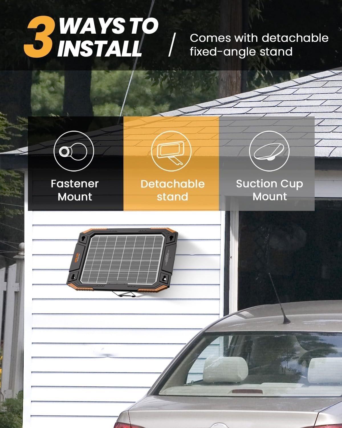 All-Weather 12V Solar Battery Charger with Versatile Installation Options