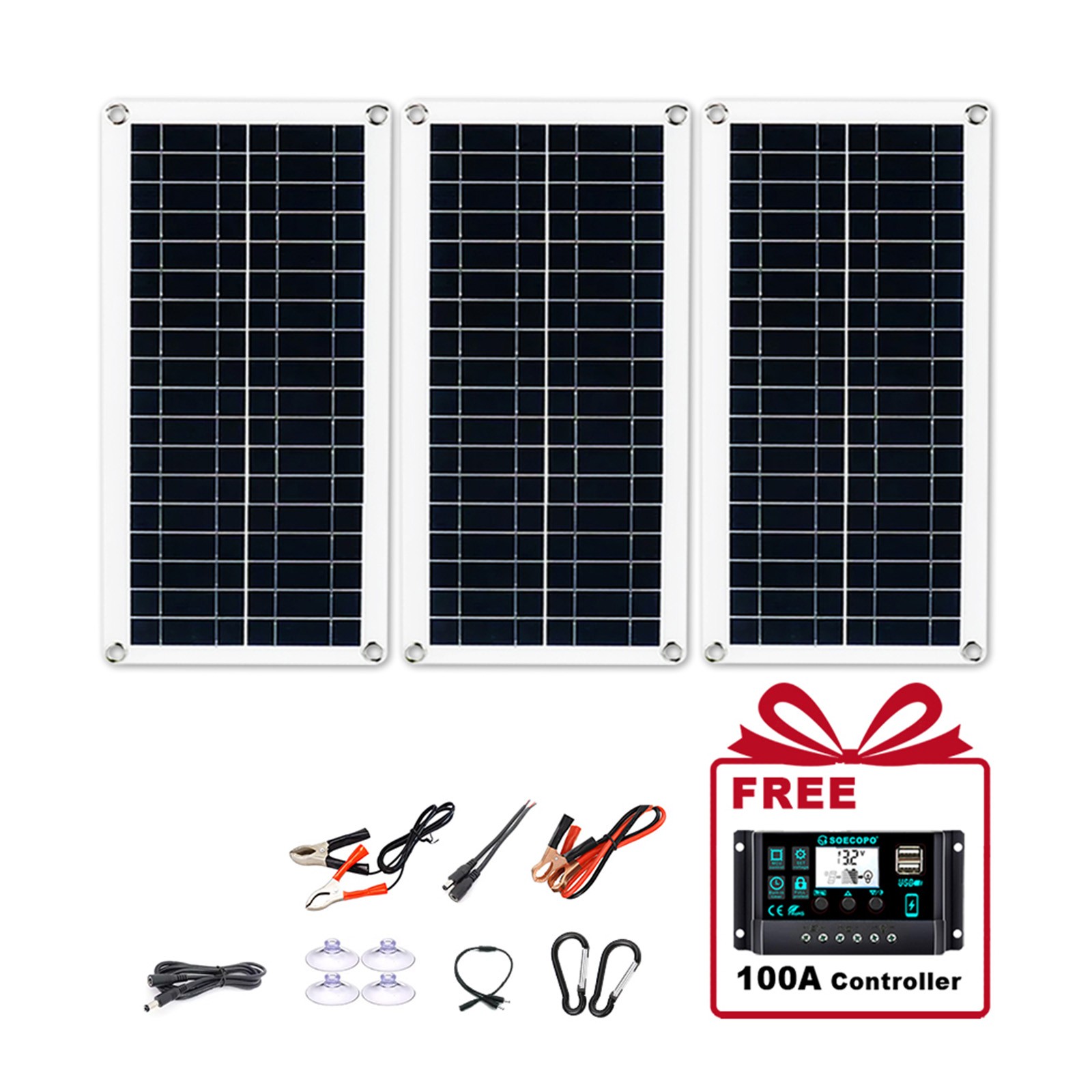 600W Solar Panels – 3x200W High-Efficiency PV Panels + 100A Controller