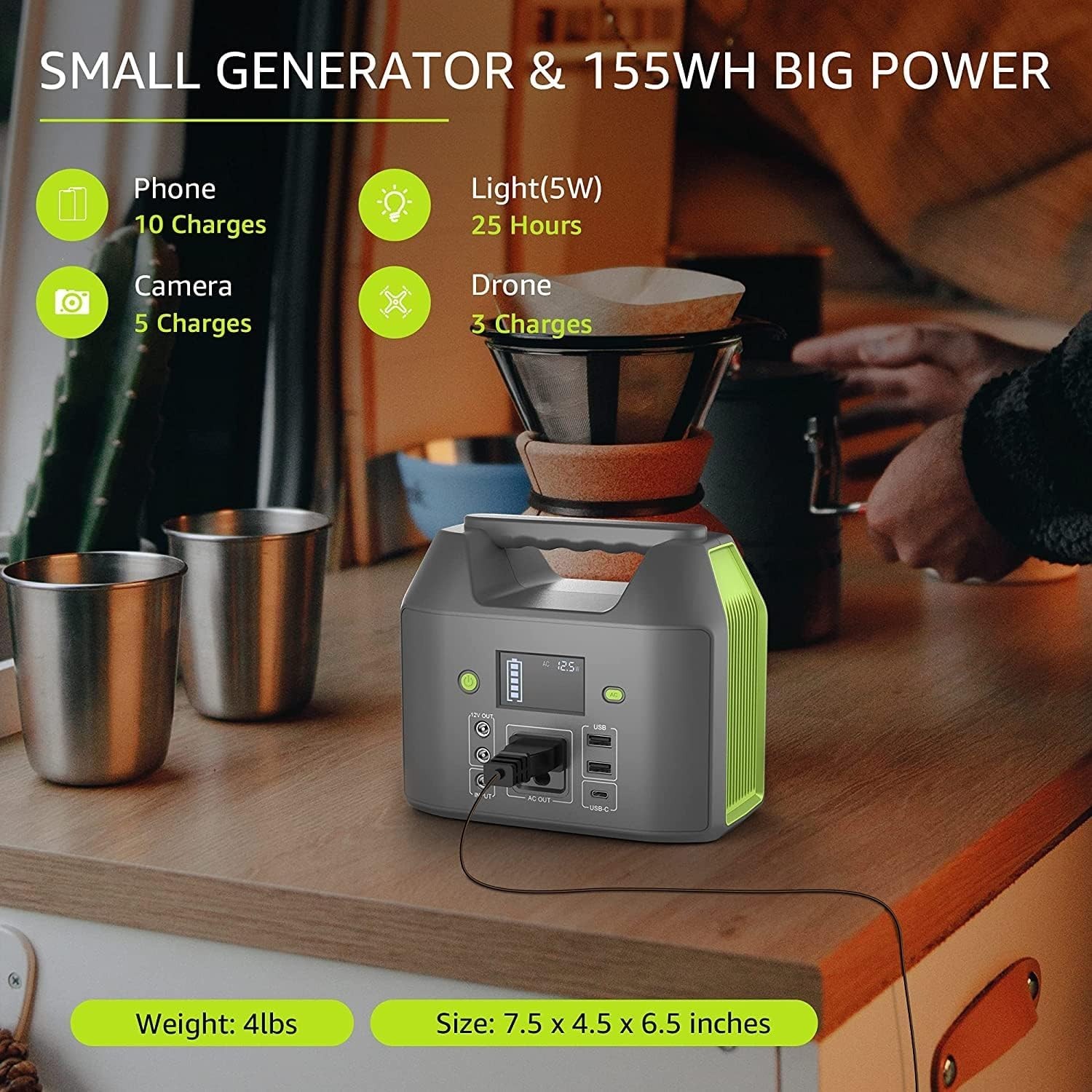 Versatile Portable Power Station with AC Outlet and Safety Features for Camping