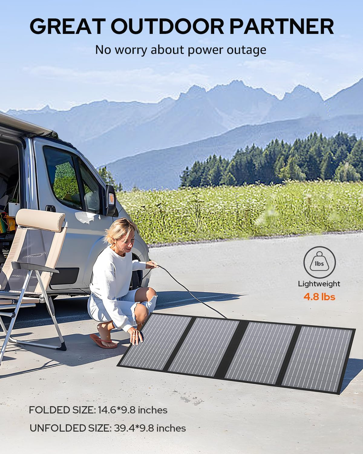 60W Portable Solar Panel Charger for Camping, RV, and Power Stations