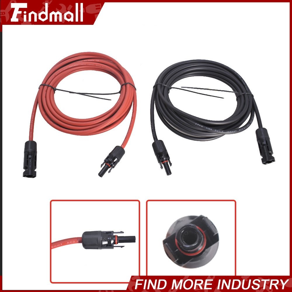Findmall 1 Pair 20FT Solar Panel Extension Cable Wire Connector 6mm²/10AWG