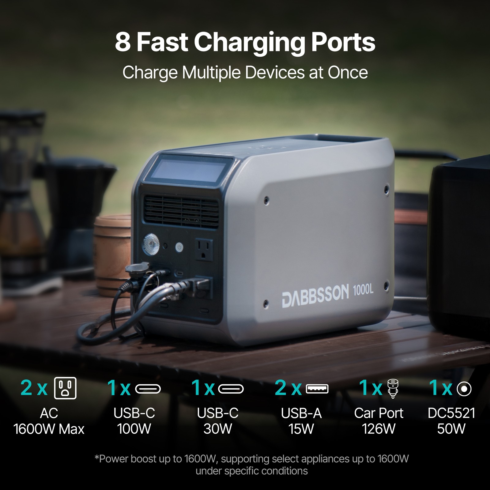 Dabbsson 1008Wh 1200W Portable Power Station Solar Generator for Camping Home US