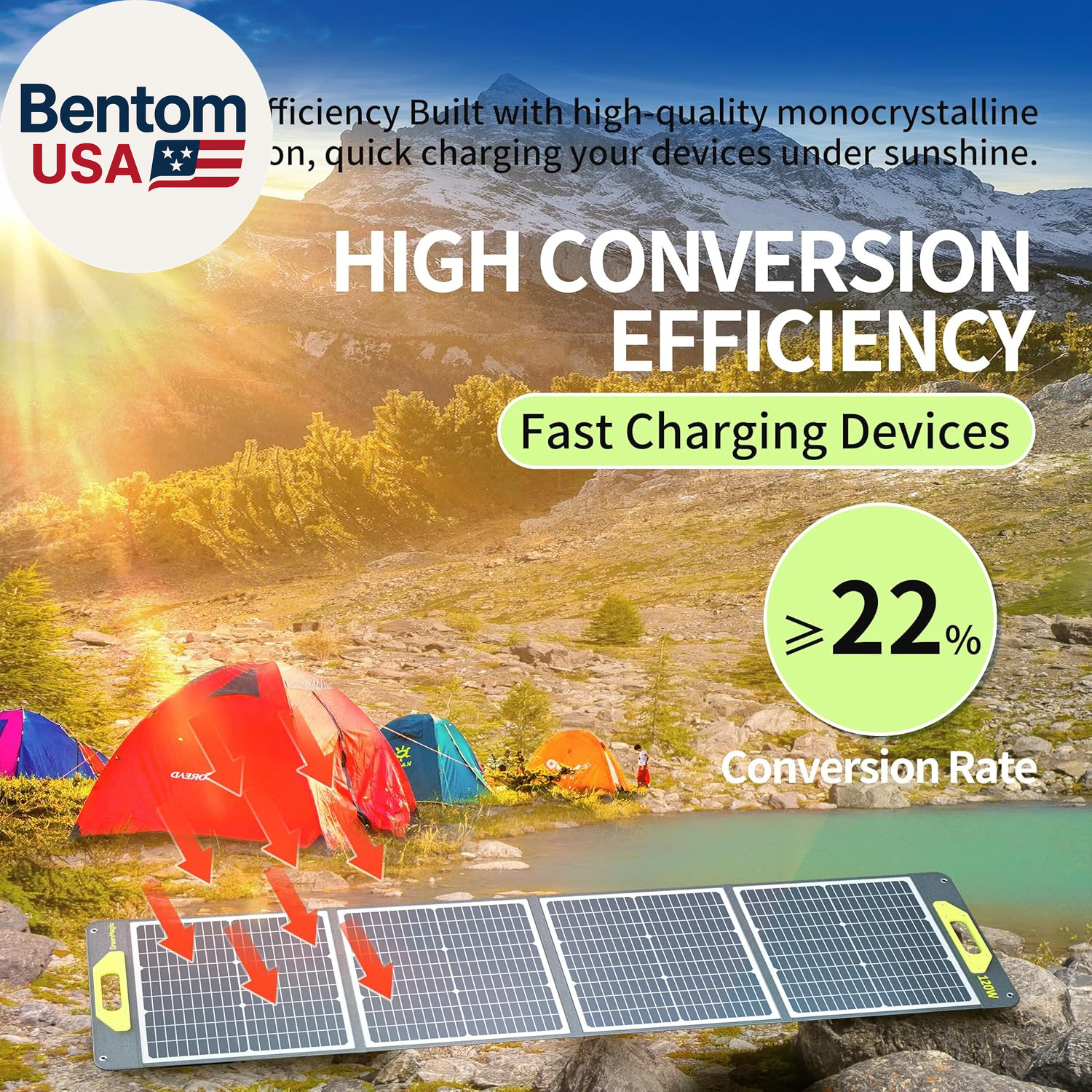 120W Portable Solar Panel 19V, 120W Foldable Solar Panels Kit with Adjustable Ki