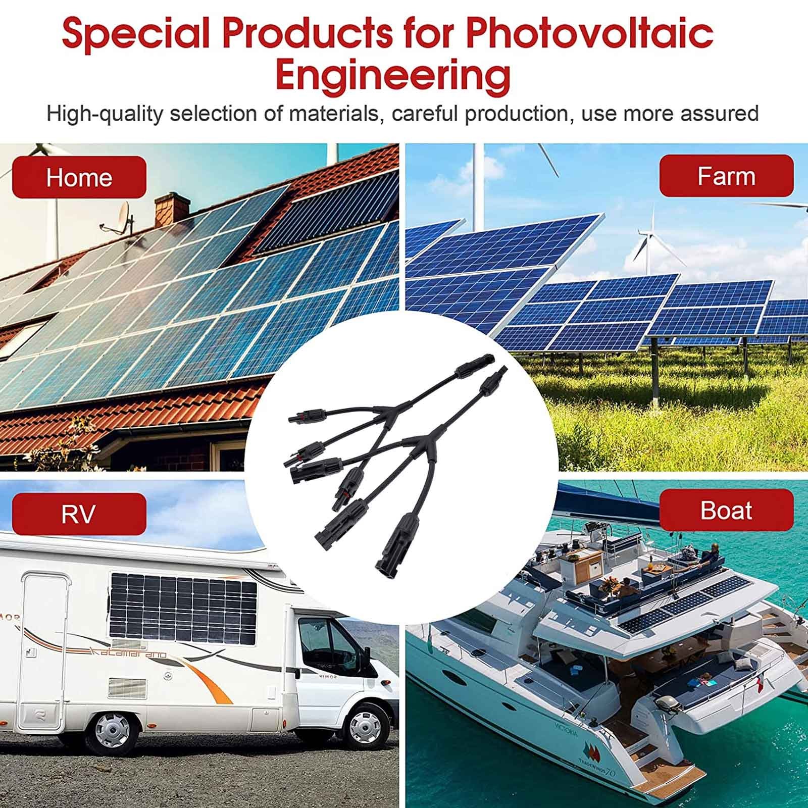 Solar Panel Y Branch Cable Connection Waterproof Adapter Connector Extension US
