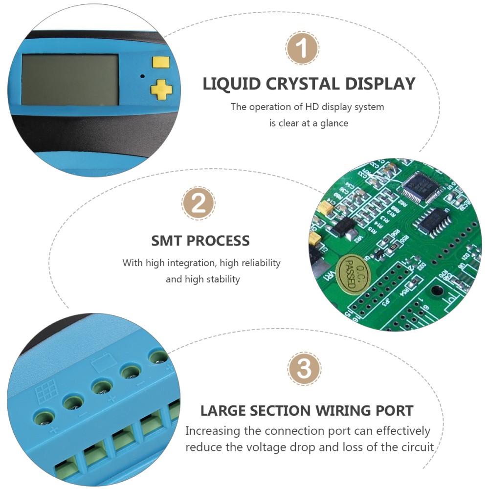 1Pcs Solar Panel Regulating Charge Controller with Dual USB Durable Blue Design
