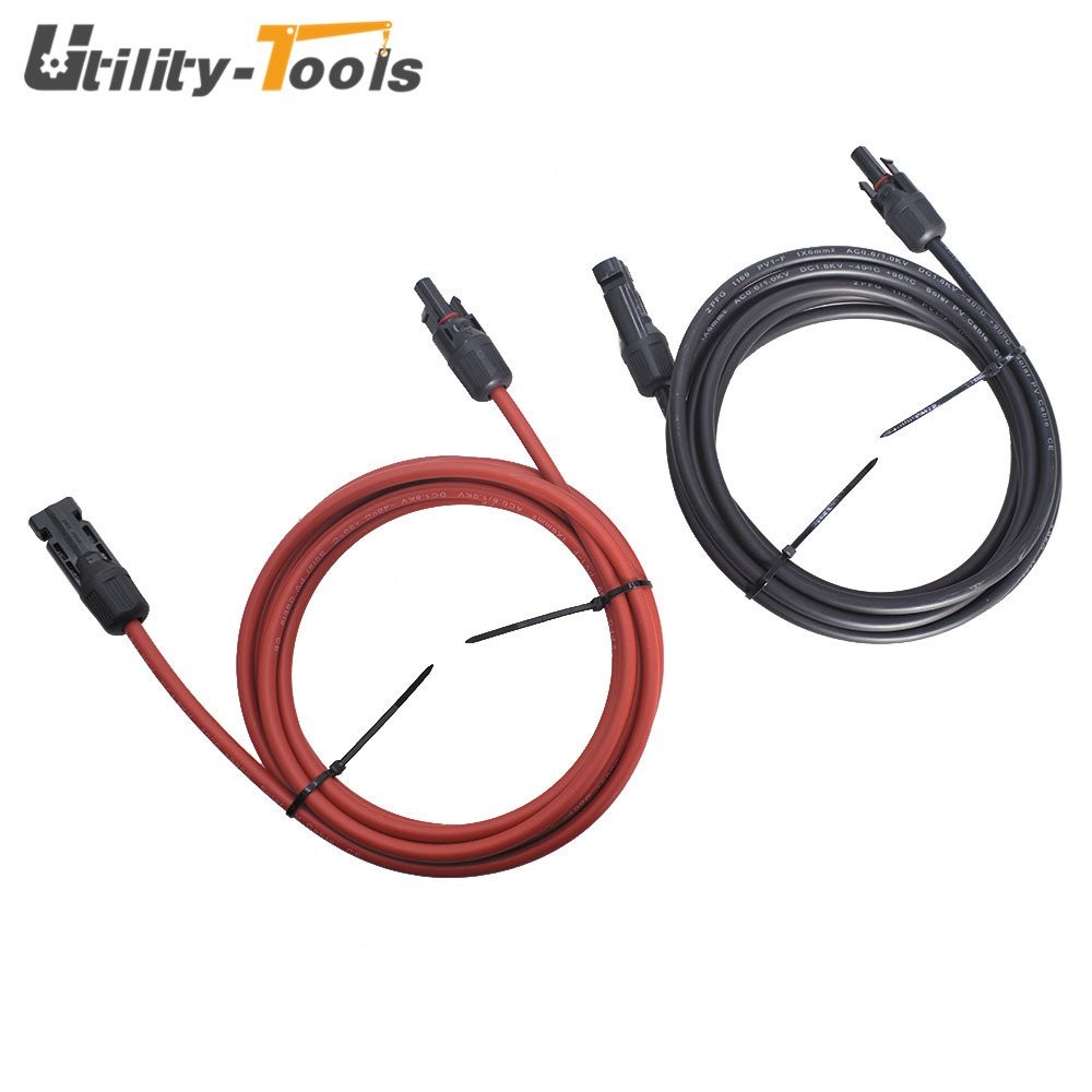12/10 AWG 1 Pair Black + Red Solar Panel Extension Cable Wire Connector