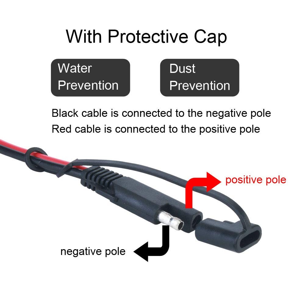 O Ring Terminal SAE Cable – 12V-24V Quick Disconnect Extension Cable 2 Pin DC…