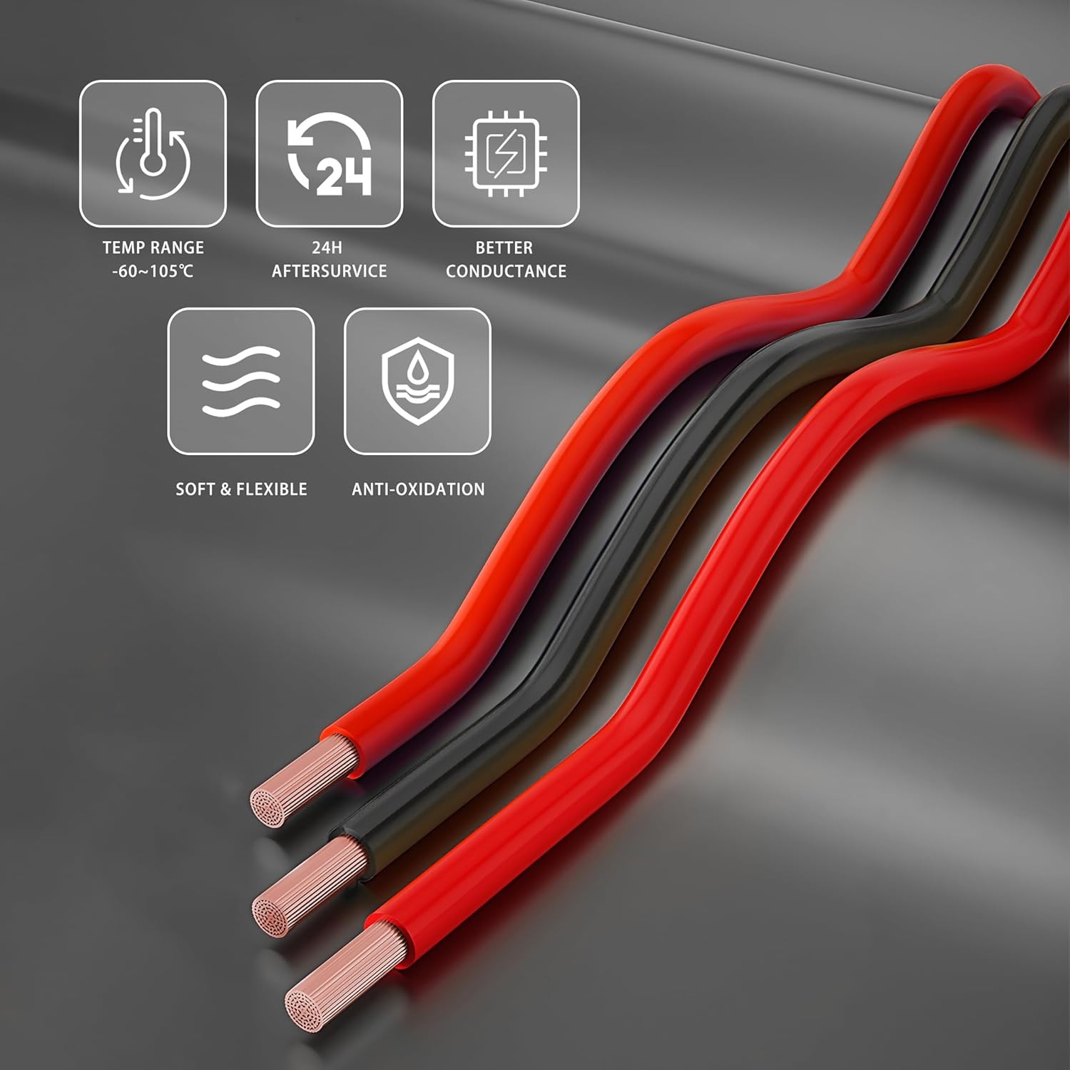 12 Gauge Flexible Electrical Wire 10FT Black and 10FT Red Extension Cable 12AWG
