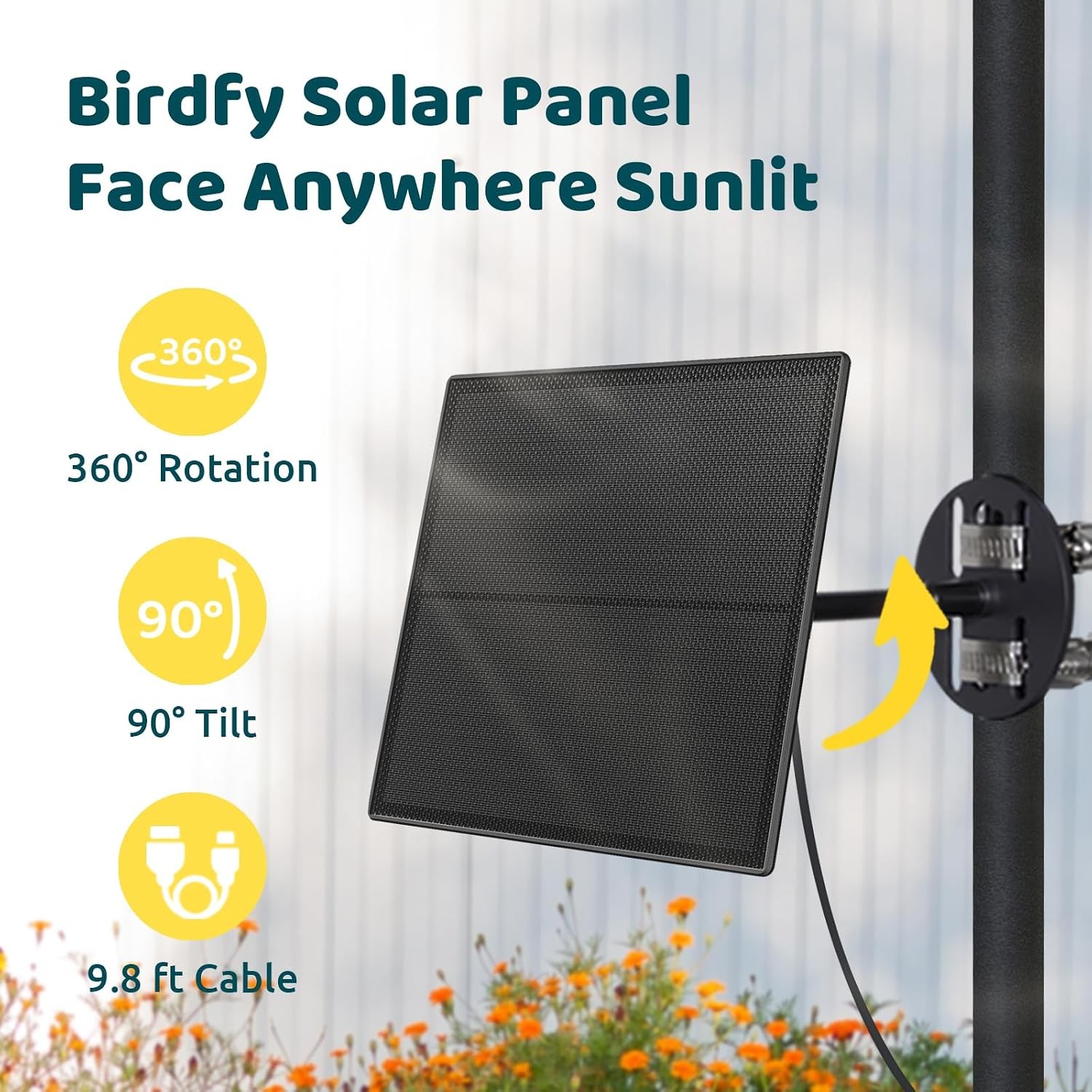 Birdfy 5W Solar Panel for Smart Bird Feeder Camera Type C Charger for Birdfy