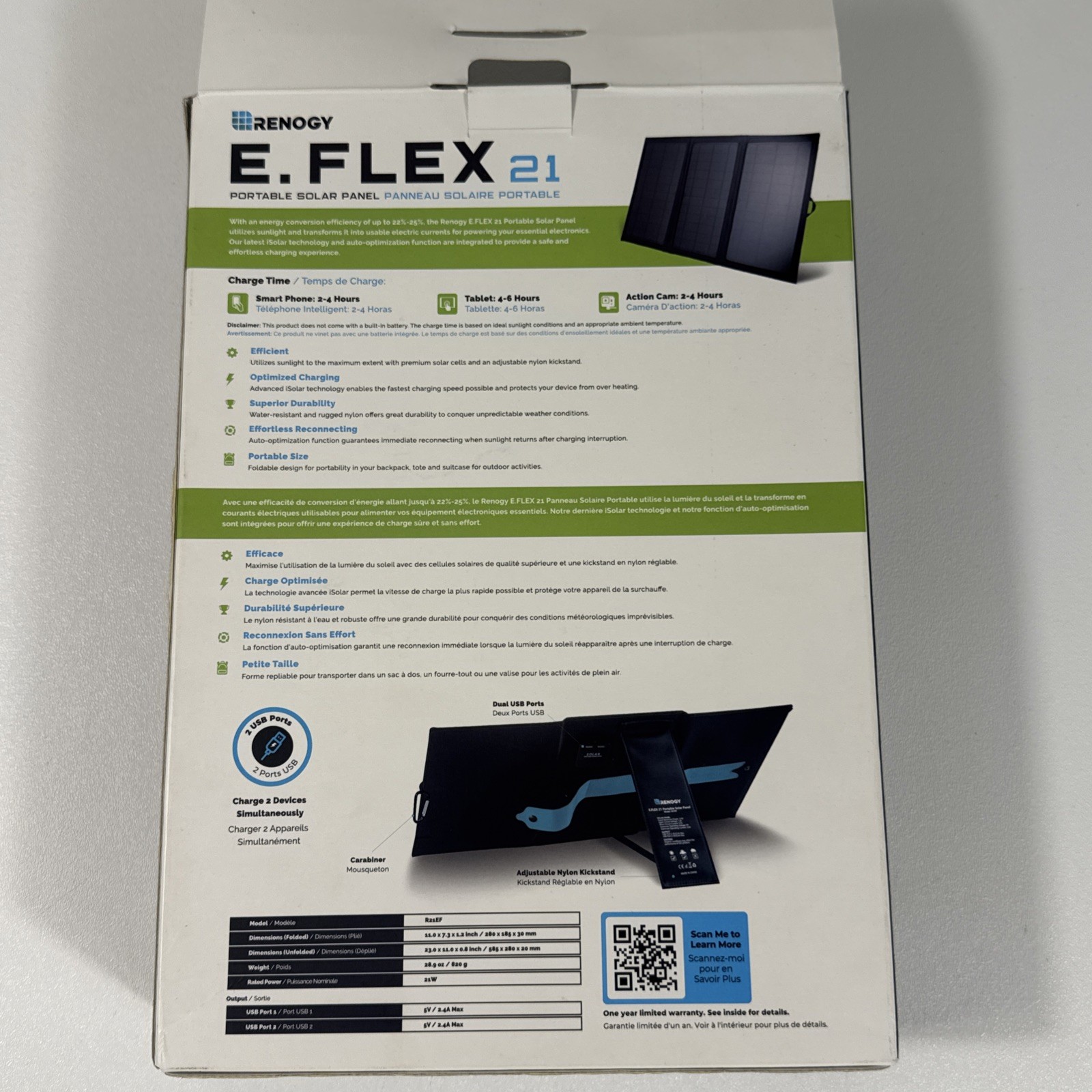 Renogy E.FLEX 21 Watt Foldable Waterproof Solar Panel with Kickstand, Black