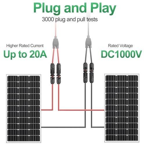 Solar Y Branch Parallel Connector 1 to 2 M/FF F/MM for Solar Panel 14AWG 10AWG