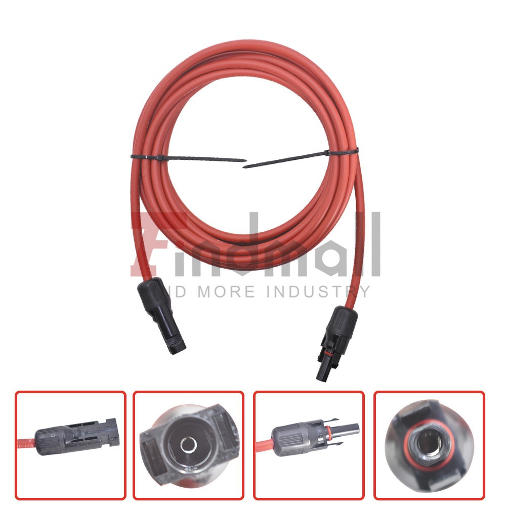 1 Pair Black + Red Solar Panel Extension Cable Wire Connector 12/10 AWG