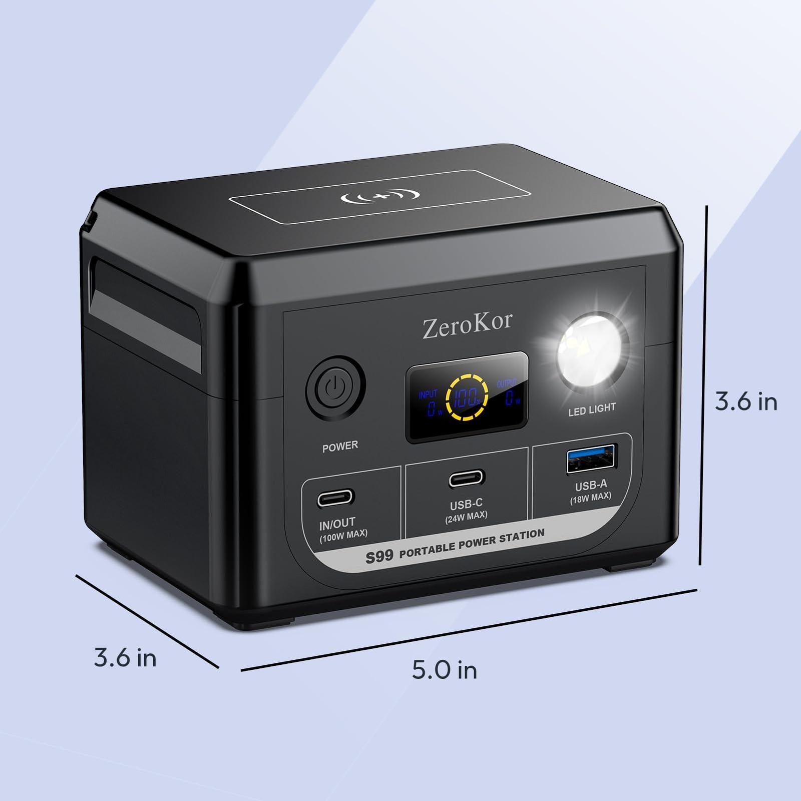 100W Portable Power Station, 96Wh Small Generator 30000mAh LiFePO4 Battery with